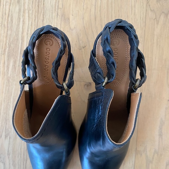 CORSO COMO Black Leather Braided Heeled Booties - Picture 5 of 7